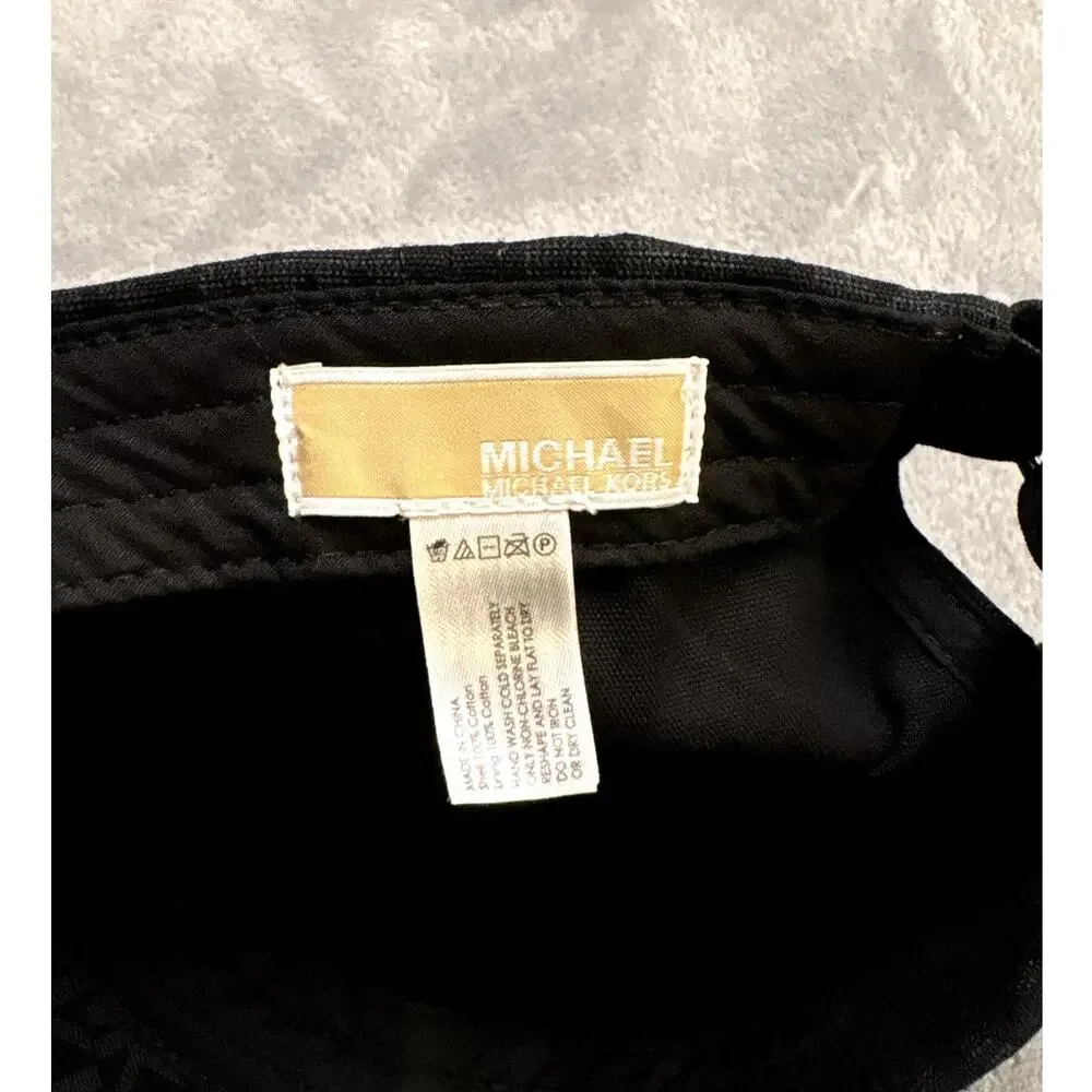 Michael Kors Womens Black Textured Jacquard Baseball Cap Hat OSFM Strapback EUC